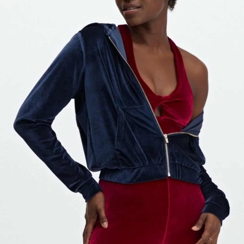 Fabletics Midnight Blue Velvet Donna Velour Hoodie - Picture 4 of 8
